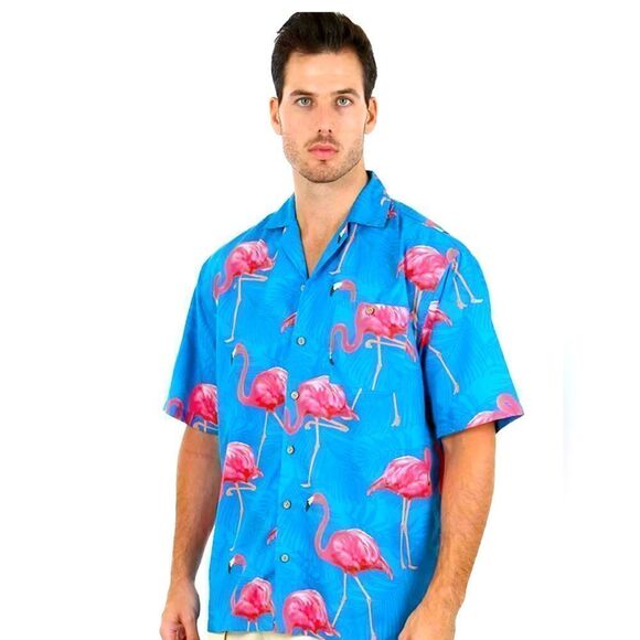 UZZI Other - Uzzi Flamingo Amphibious Wear Hawaii Shirt